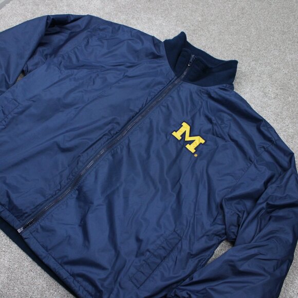 Vintage Michigan Reversible Jacket Adult 2XL XXL Wolverines Blue Fleece Coat - Picture 7 of 14
